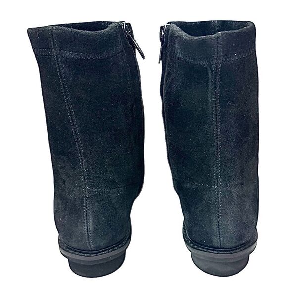 Chocolat Blu Boots Womens 7 M Black Suede Leather Heeled Zip Ankle Booties - Picture 3 of 8